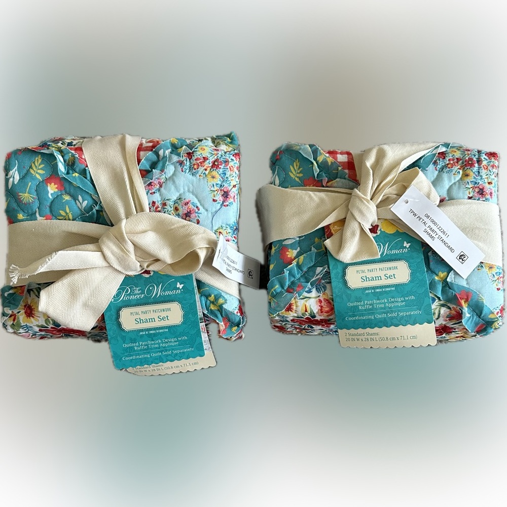 The Pioneer Woman Petal Party Patchwork Sham Set with Ruffle Trim Applique (NWT)